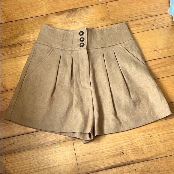 Veronica Beard Pants - Veronica Beard Alicia High-Waisted Linen Shorts Camel Size 4